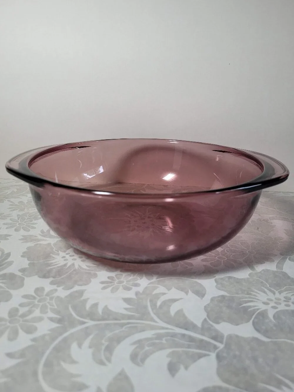 Vintage Pyrex Cranberry Glass Casserole Bowl Dish #023 1.5L 8